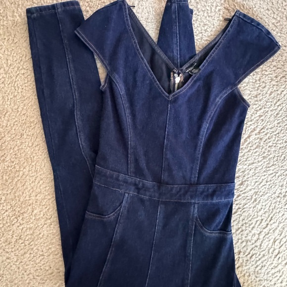 Guess Dark Blue Denim Stretch Jumpsuit - Picture 1 of 2